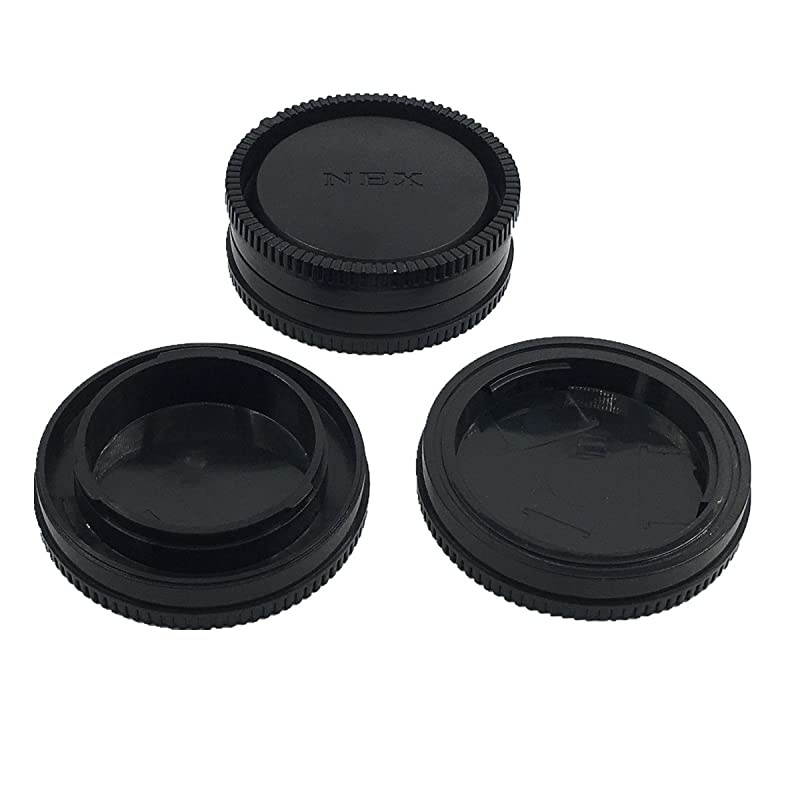 2 Pack Front Camera Body Cap and Rear Lens Cap Cover for Sony EMount NEX Mirrorless Sony Alpha A6500 A6300 a6000 a5100 a5000 a3000 A7R2 A7S2 A7S A7R A7 A7II NEX7 NEX6 5T 5R 5N 5C F3