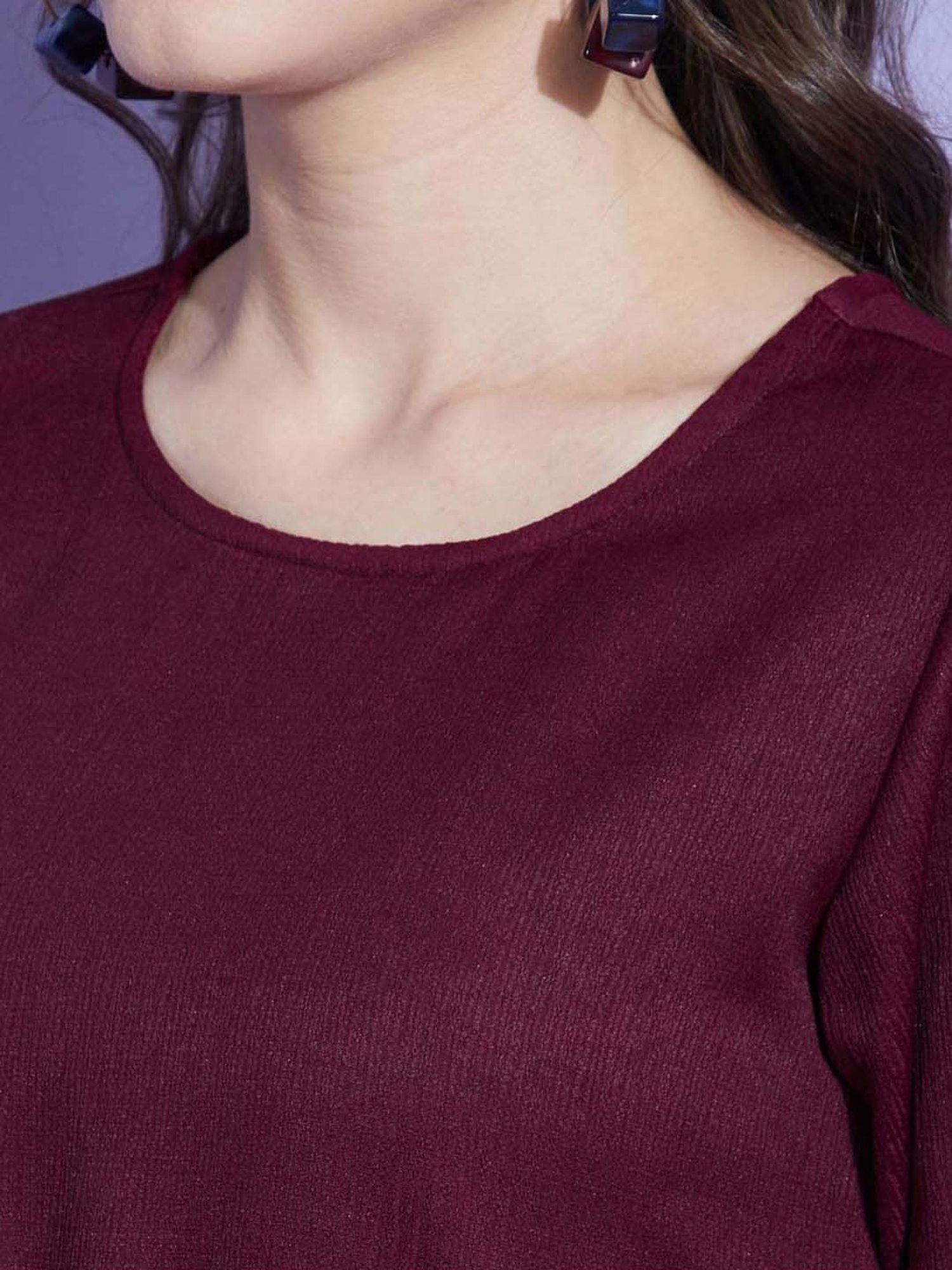 SELVIA Maroon Regular Fit Top