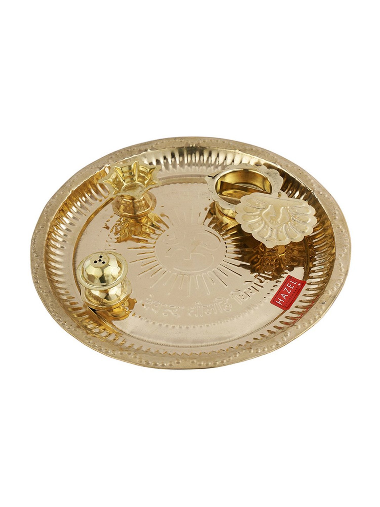 HAZEL Gold Brass Aarti Thali