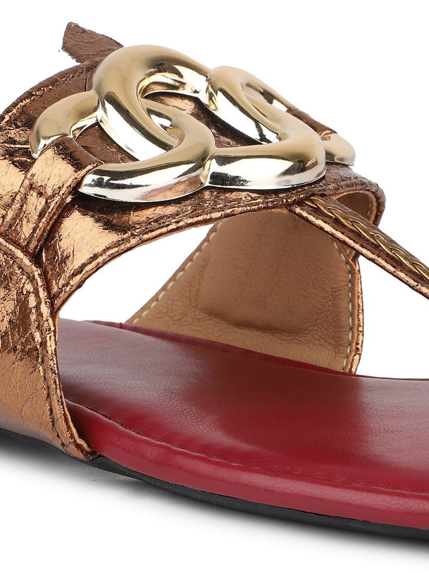 Inc.5 Women's Antique Gold Kolhapuri Sandals