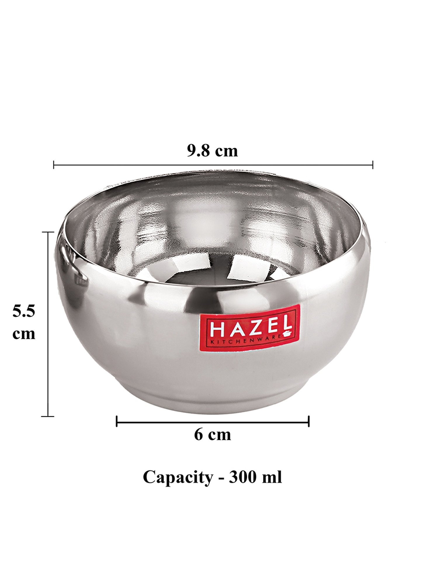 HAZEL Silver Stainless Steel Bowl for Dessert (300ml)