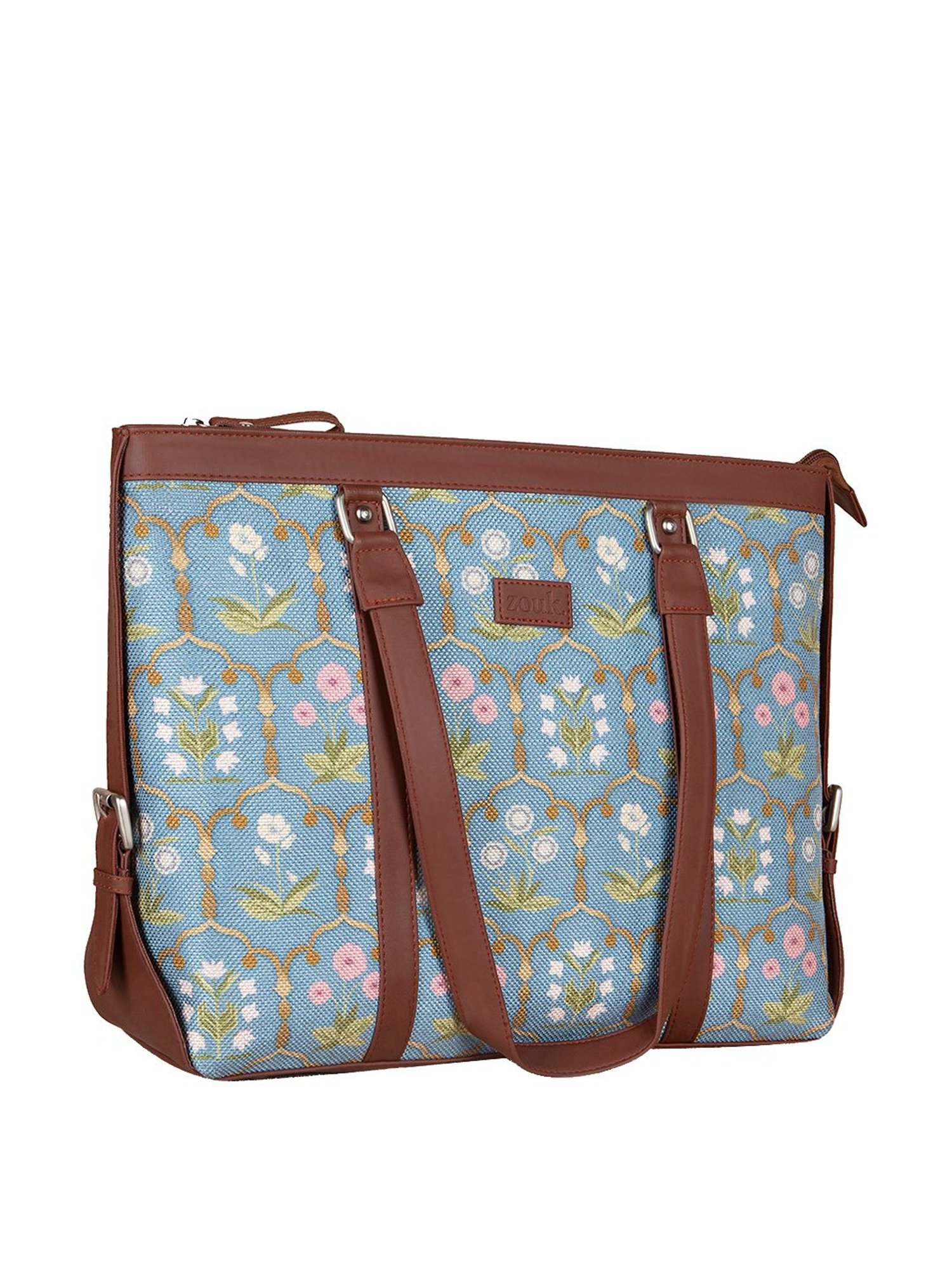 Blue Printed Office Bag for Women suitable for 15.6 Inch Laptop
