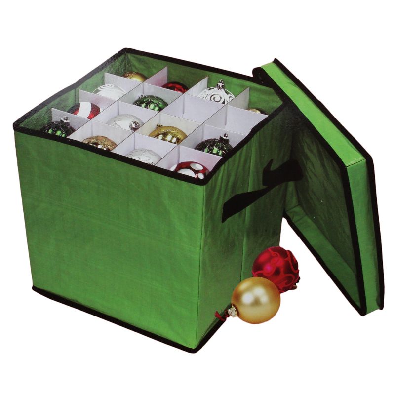 Northlight 12" Green Christmas Decoration Storage Box- Holds up to 64 Ornaments