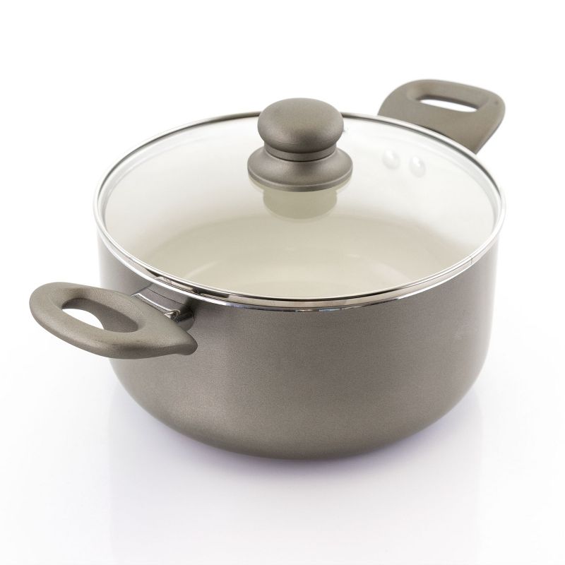 Oster Newcrest 8 Piece Ceramic Nonstick Aluminum Cookware Set with Soft Grip Handles