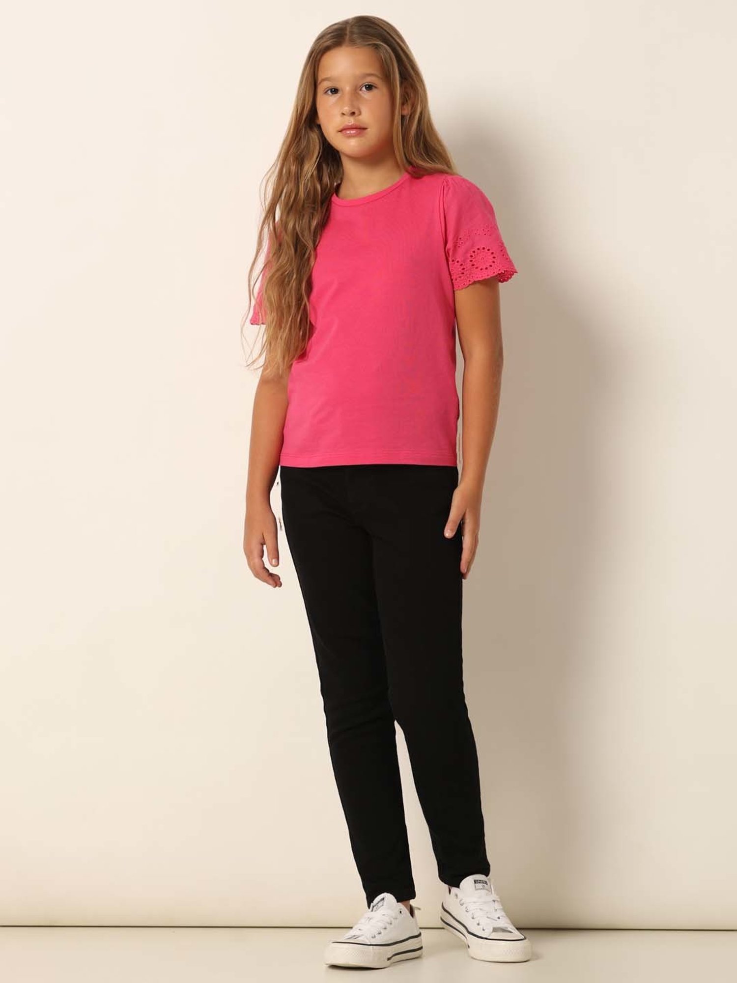 VERO MODA GIRL Pink Cotton Regular Fit Top