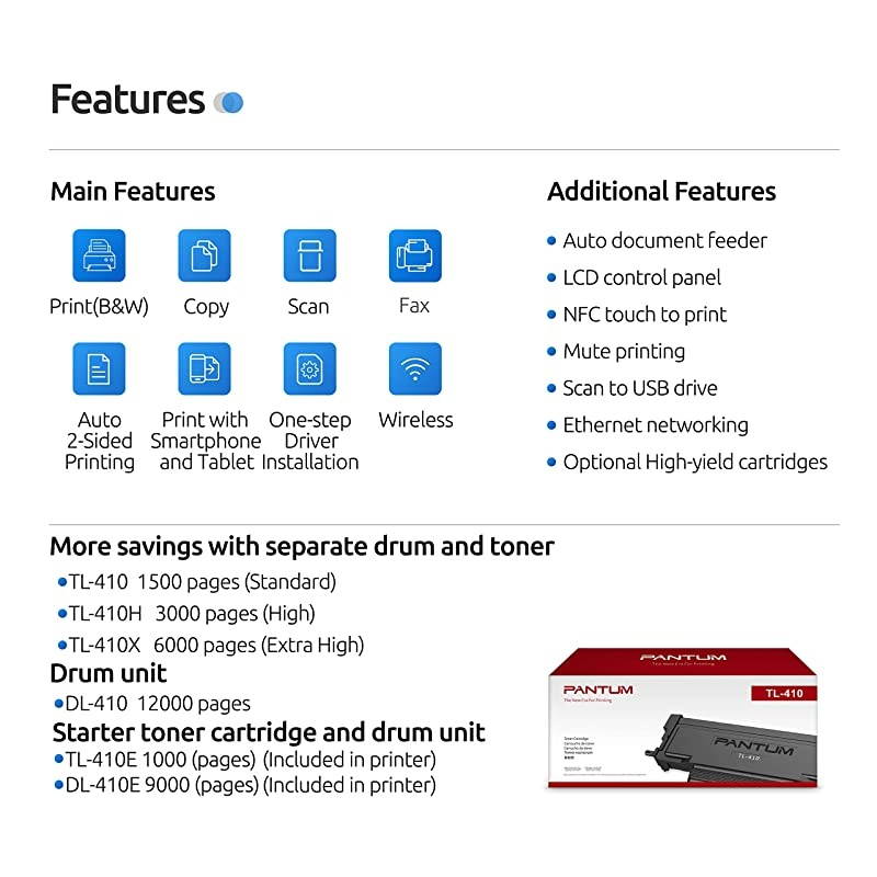 M6802FDW Wireless Monochrome Laser Printer Scanner Copier Fax AllinOne Wireless Networking and Duplex Printing for Home and Small Office Use