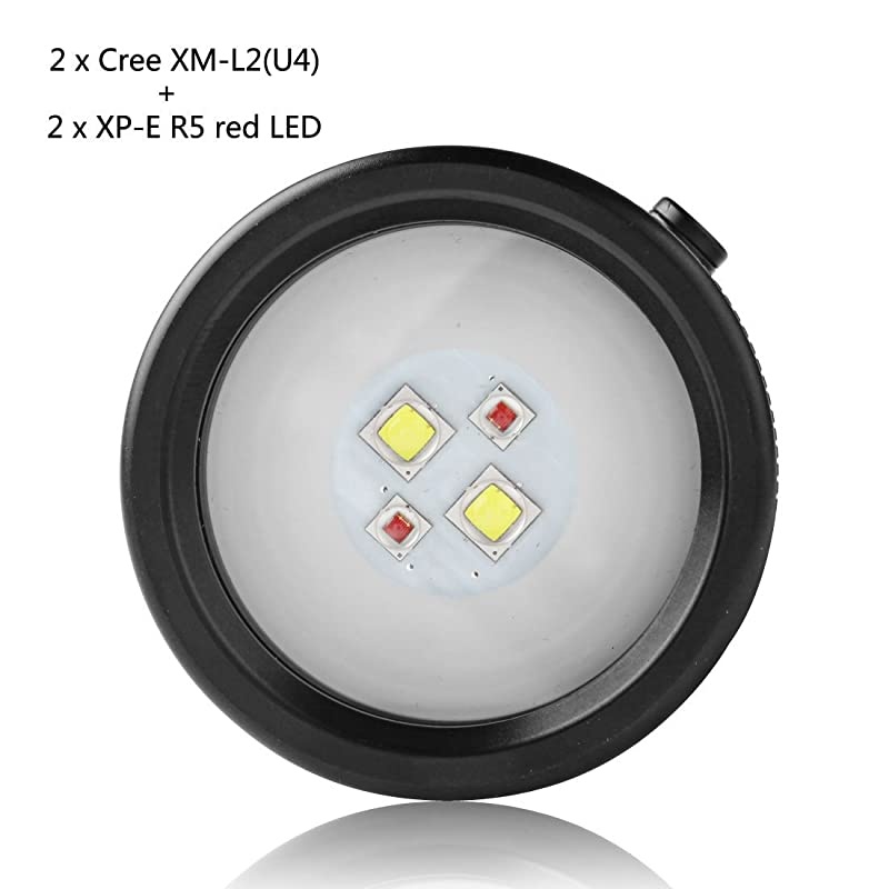 Scuba Diving Flashlight Underwater 200M Video Camera Photography Light Torch Diving Flashlight with Ball Joint Bracket18650 Rechargeable Batteries and Charger