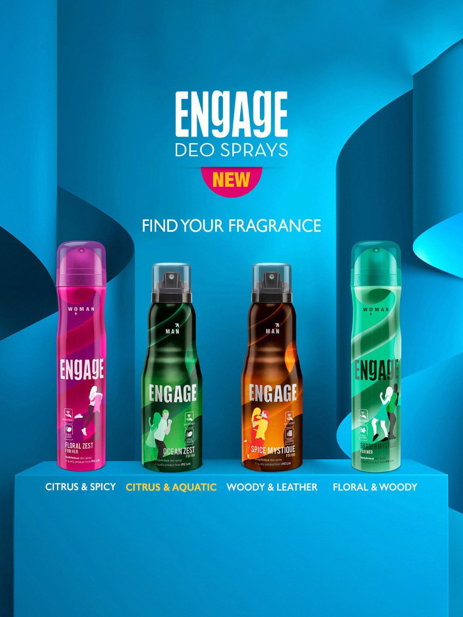 Engage Ocean Zest Deodorant for Men - 165 ml