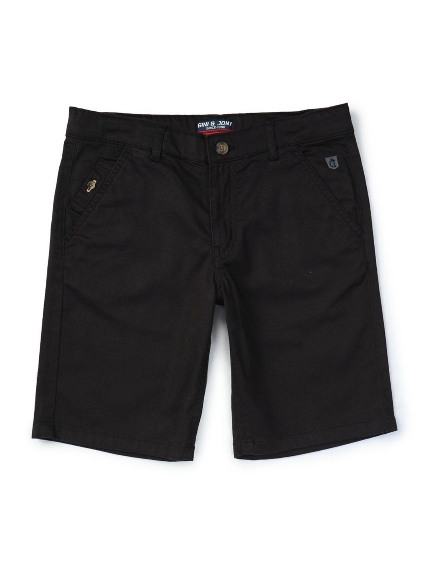 Gini & Jony Kids Black Cotton Regular Fit Bermuda