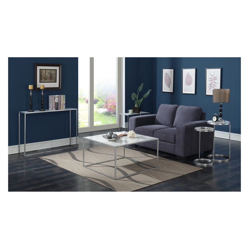 Gold Coast Faux Marble Coffee Table Faux Marble/Silver - Breighton Home