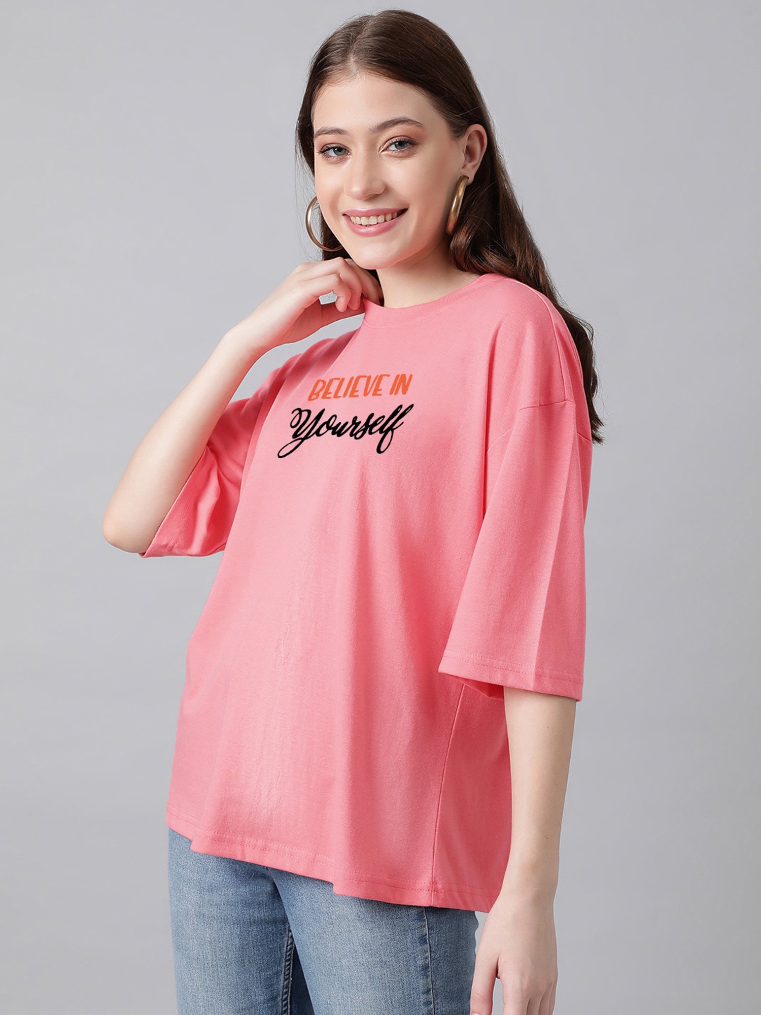 Kotty Pink Graphic Print Oversized T-Shirt