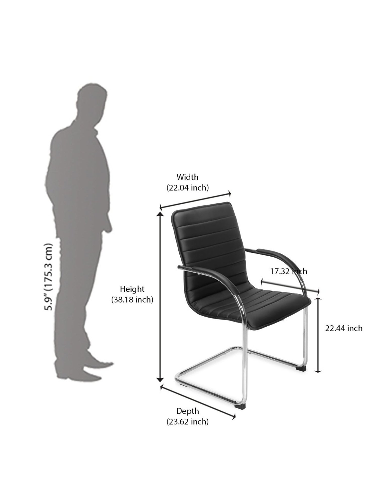 Nilkamal Runner Black Foam Visitor Chair with Armrest
