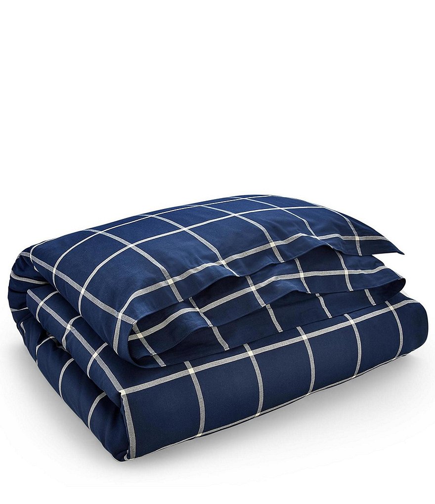 Ralph Lauren Modern Equestrian Windowpane Cotton & Cashmere Duvet Cover