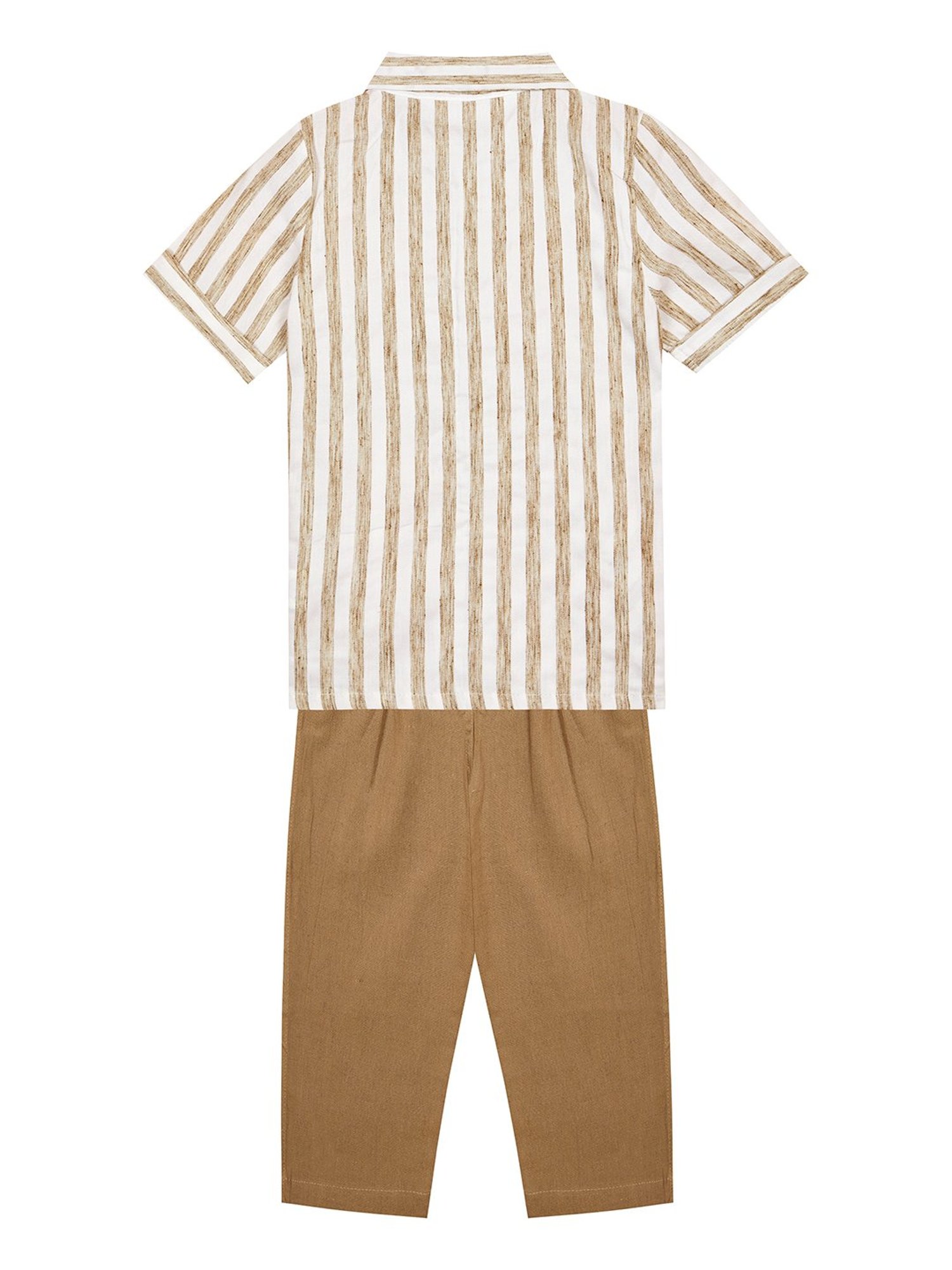 Budding Bees Kids Beige & White Striped Shirt with Pants