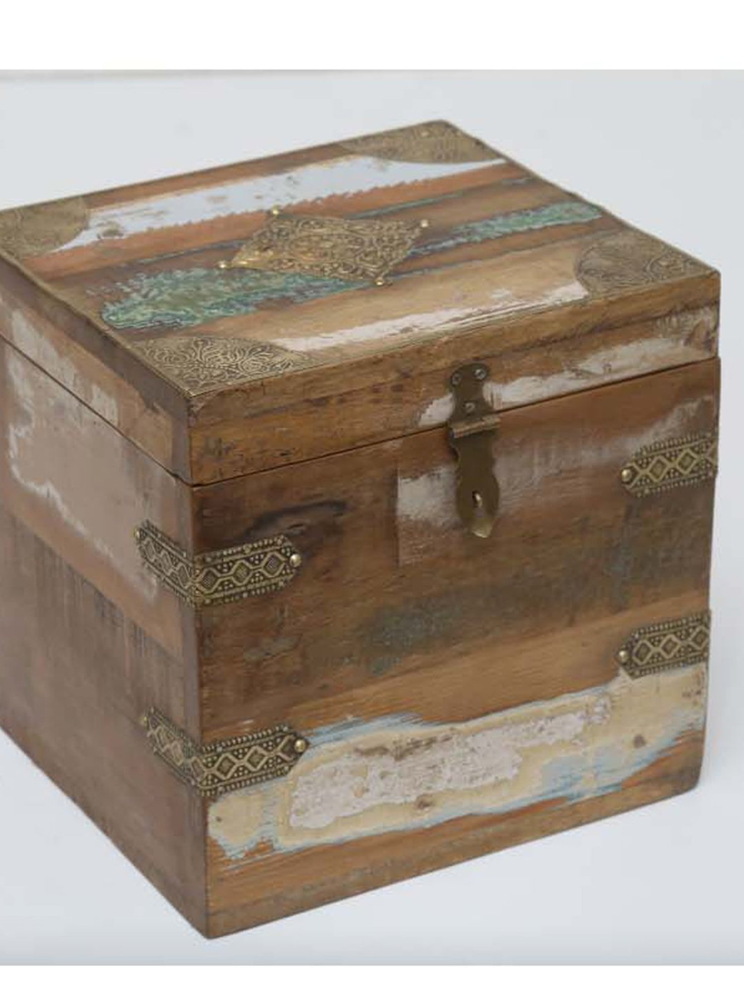 Artisans Rose Brown & Golden Mango Wood Jewellery Box - Set of 1