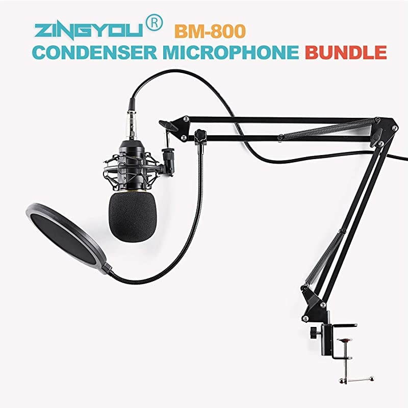 Condenser Microphone Bundle BM800 Mic Set for Studio Recording Brocasting Microphone Kit Black