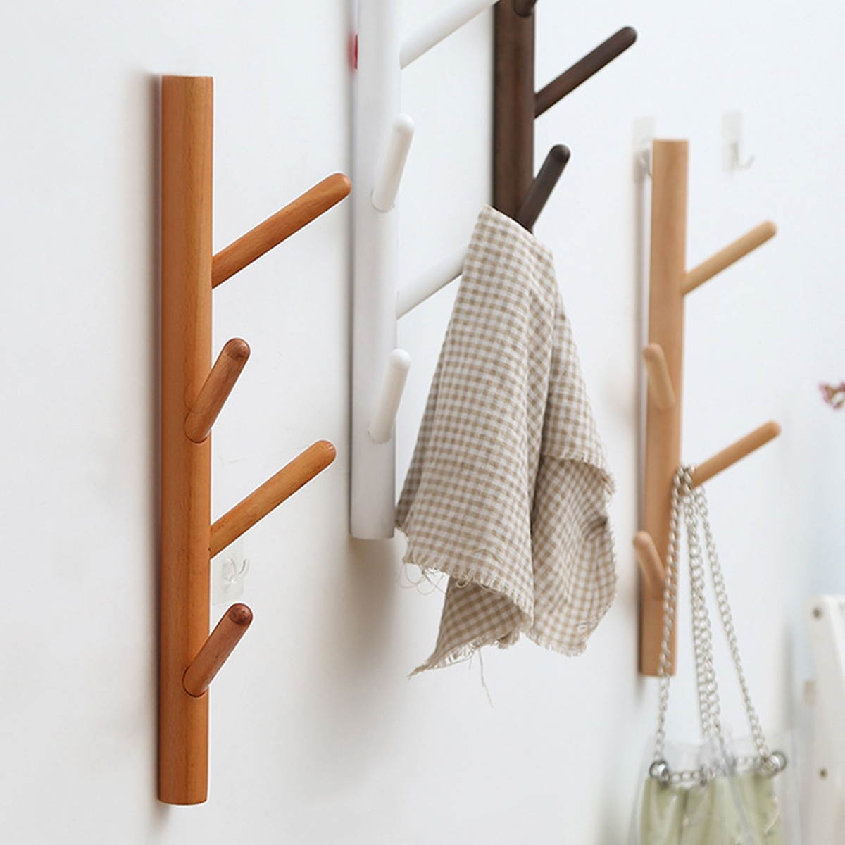 Coat Rack Home Wall-mounted Seamless Hook Modern and Simple Household Hanging Wall Hooks-Coffee