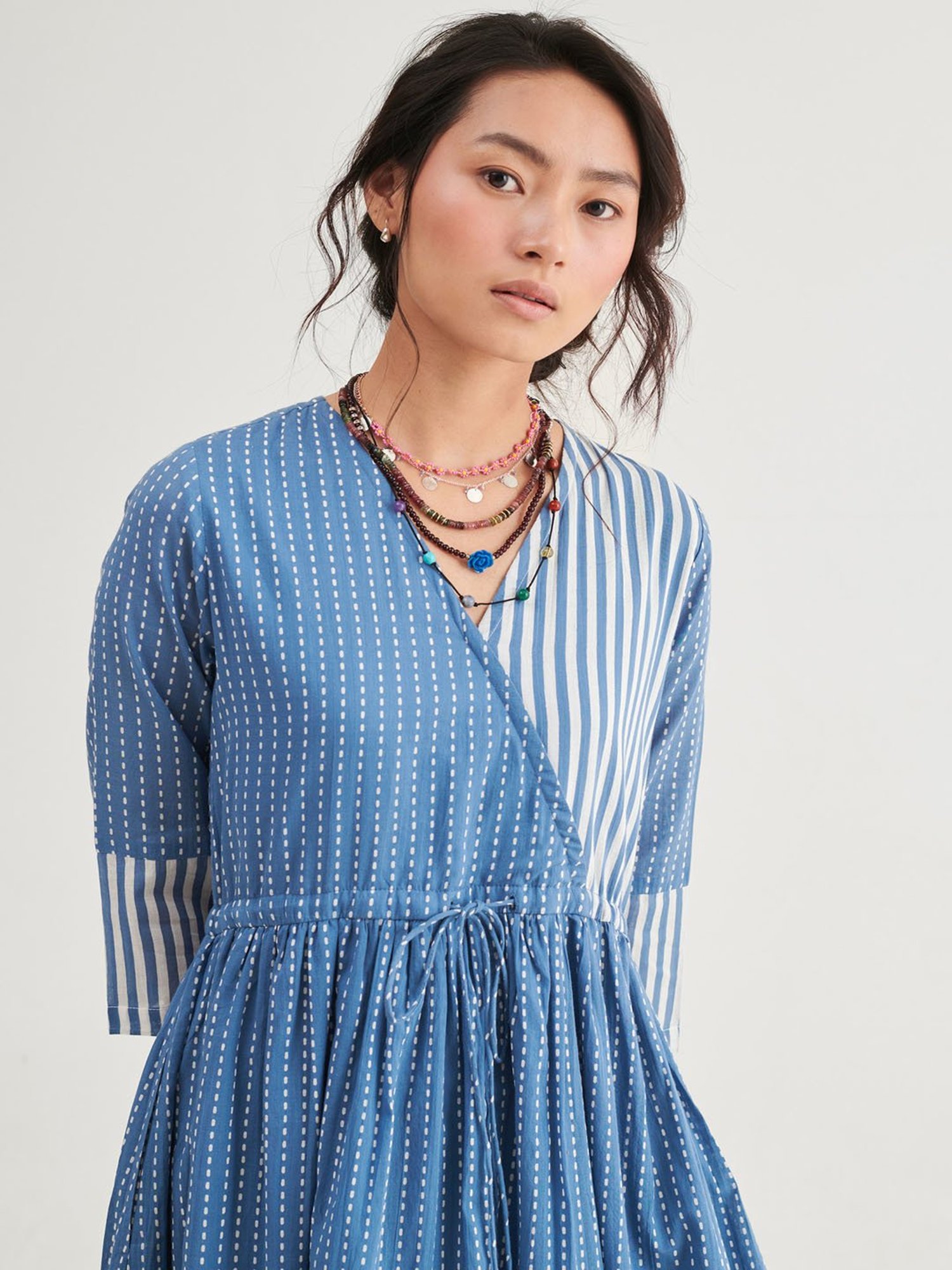 Prakriti Jaipur Indigo Stripes Tie Dress