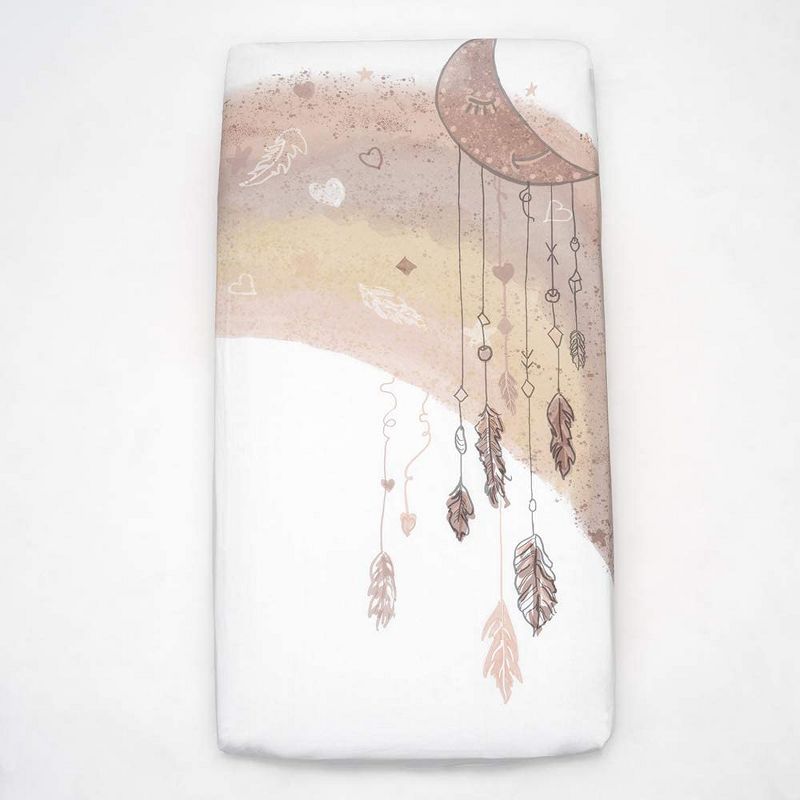 JumpOff Jo Fitted Crib Sheet, Cotton Crib Sheet for Standard Sized Crib Mattresses, Hypoallergenic and Breathable, 28" x 52",  Rainbow Dream Catcher