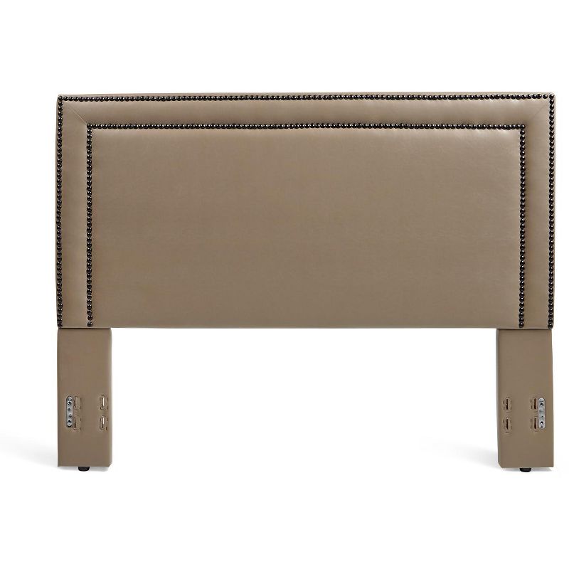 Glenwillow Home Baffin Faux Leather Upholstered Headboard in Taupe, Full/Queen Size