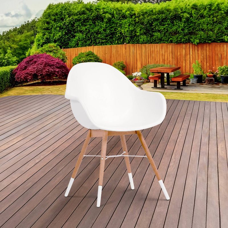 Metz 7pc Rectangular Teak Finish/Resin Patio Dining Set - White - Amazonia