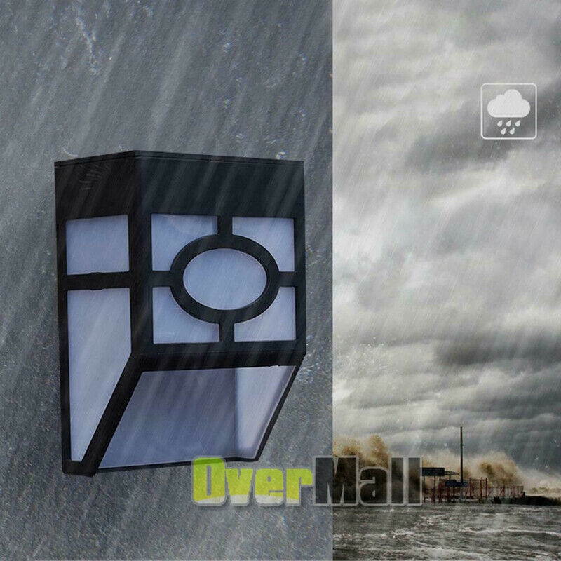 Solar Fence Light Dusk to Dawn LED Outdoor Lighting Sconce Wall Mount Landscape