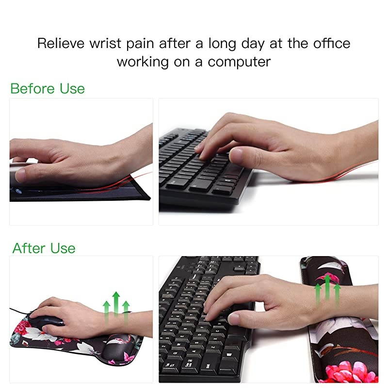 Keyboard Wrist Rest Pad and Mouse Wrist Rest Support Mouse Pad Set Galaxy Cute Memory Foam Non Slip Gel Wrist Rest Mouse Pad for GamingWorkingOffice Home Set6