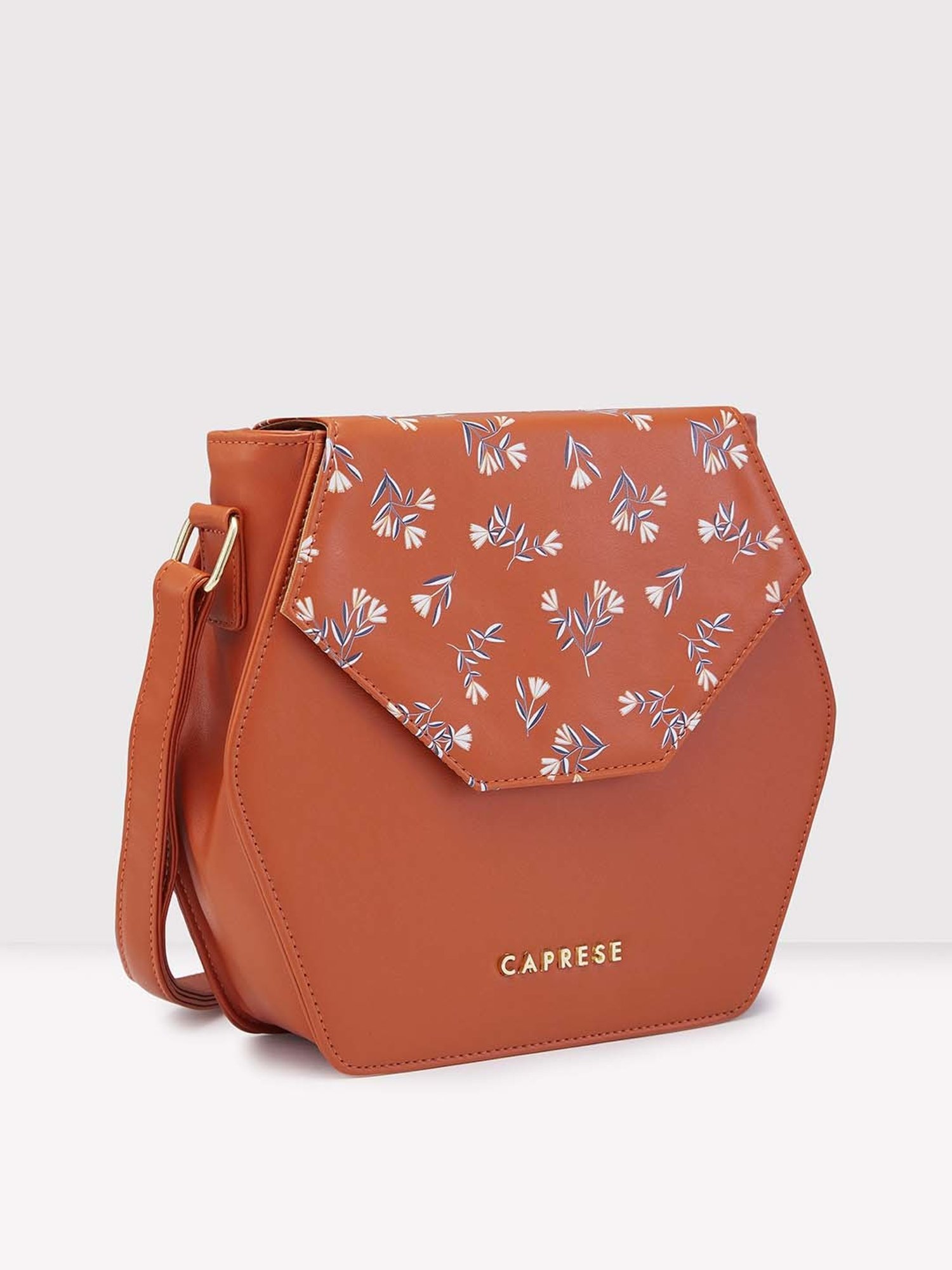Caprese MERIDA Tan Floral Small Sling Handbag