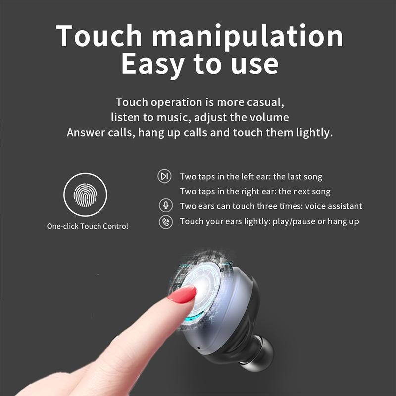 TWS bluetooth 5.0 Binaural Wireless Stereo Earbuds Headphones With Charging Case Double Earpieces - White