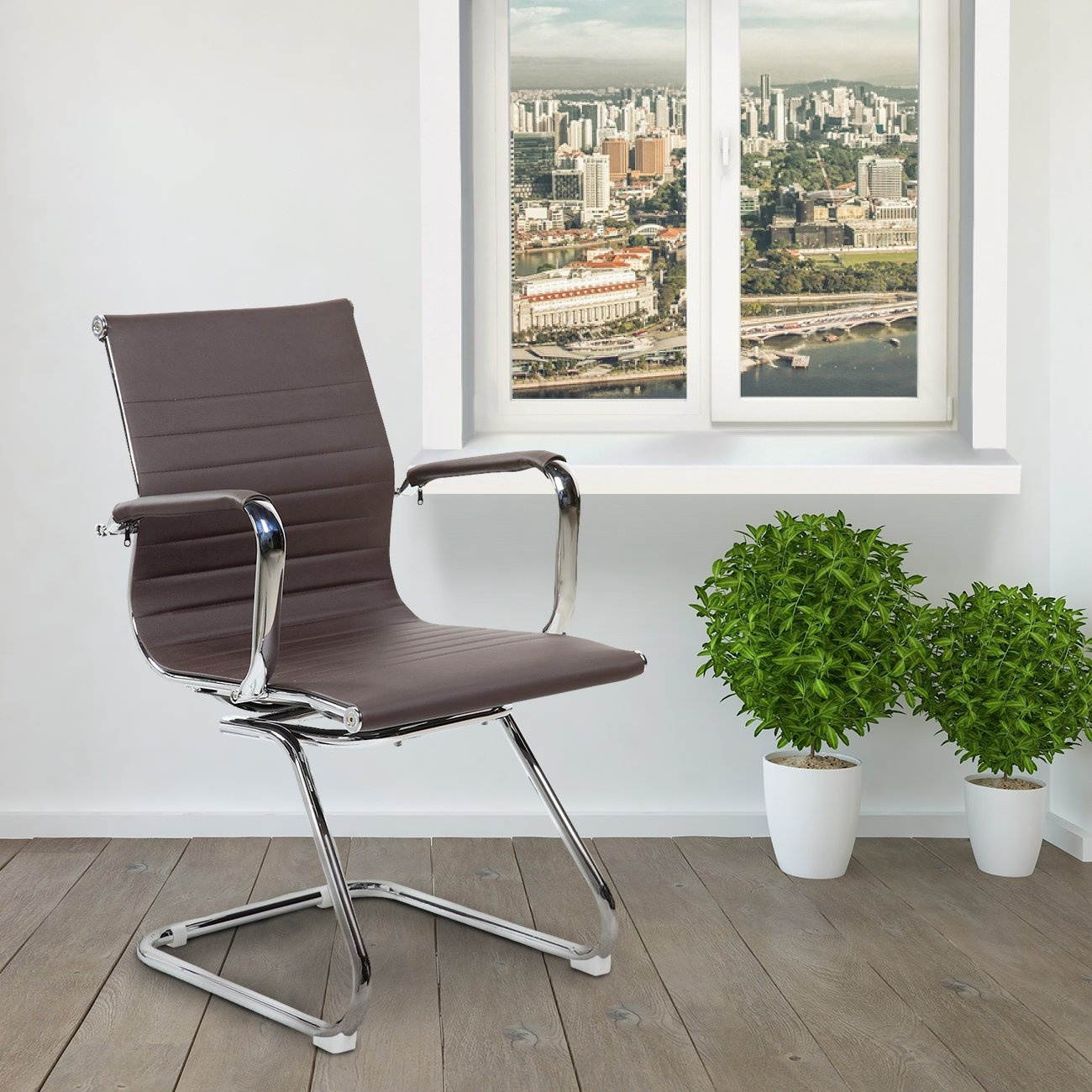 Techni Mobili RTA-4602V-CH Modern Visitor Office Chair, Chocolate - 25 x 23 x 21 in.