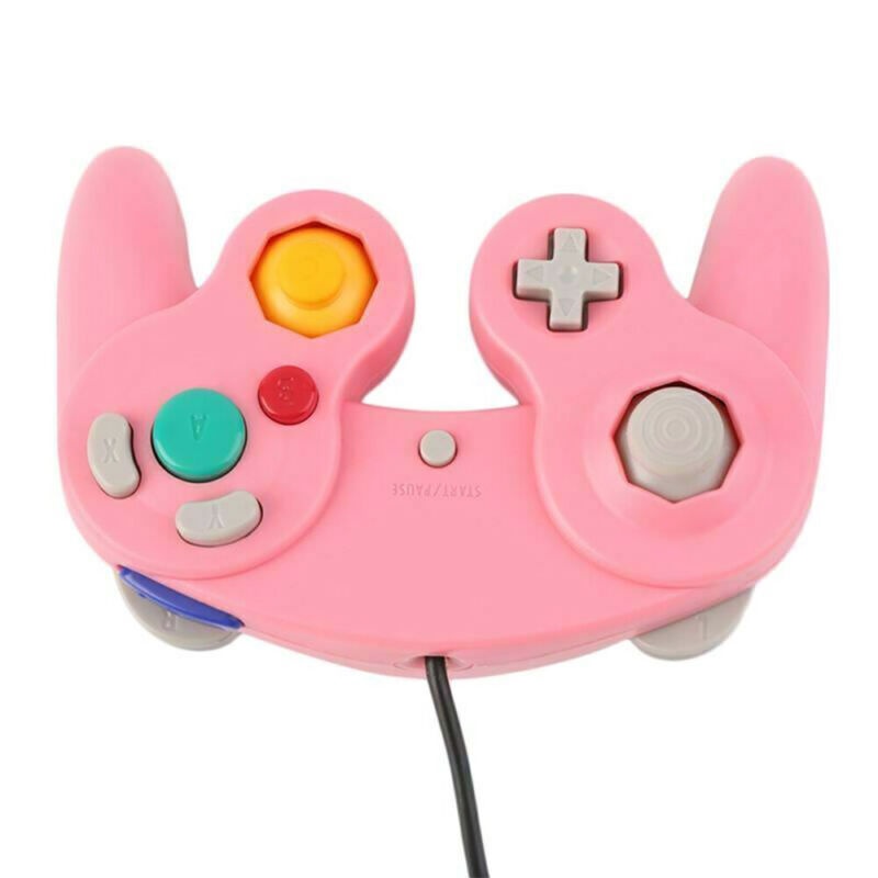 Vicabo HY-5101 Wired NGC Game Controller for Gamecube, Single-point Vibration Gamepad, for PC / Windows / MAC - Pink