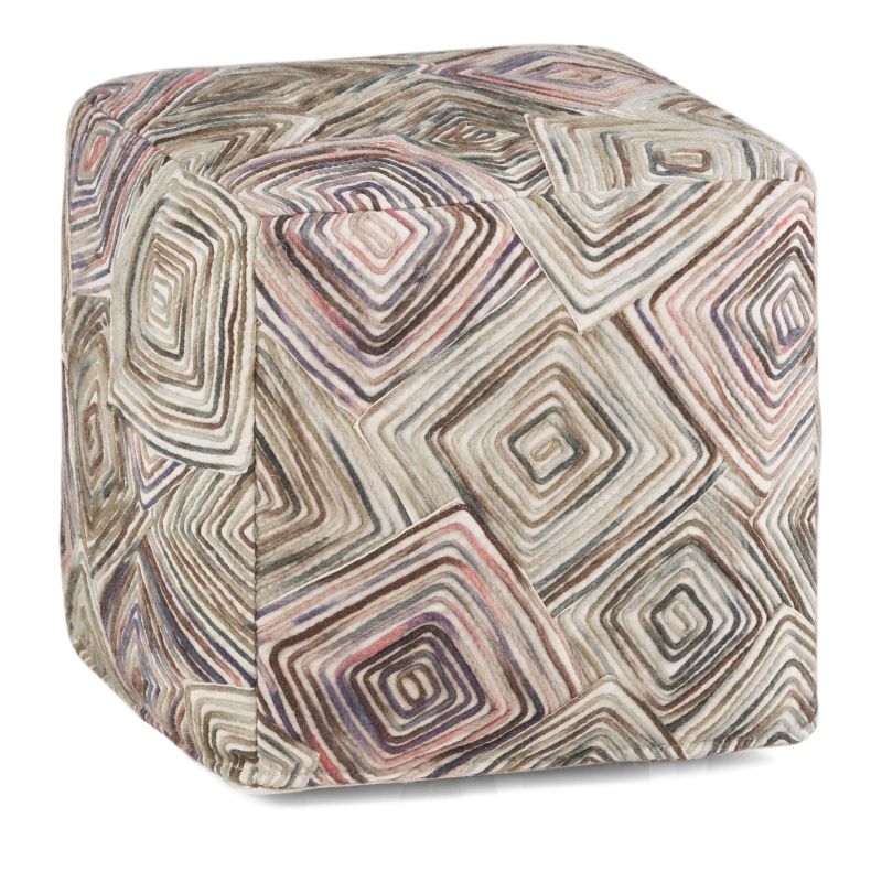 Valeri Cube Pouf Patterned Multi Color Cotton and Wool - WyndenHall