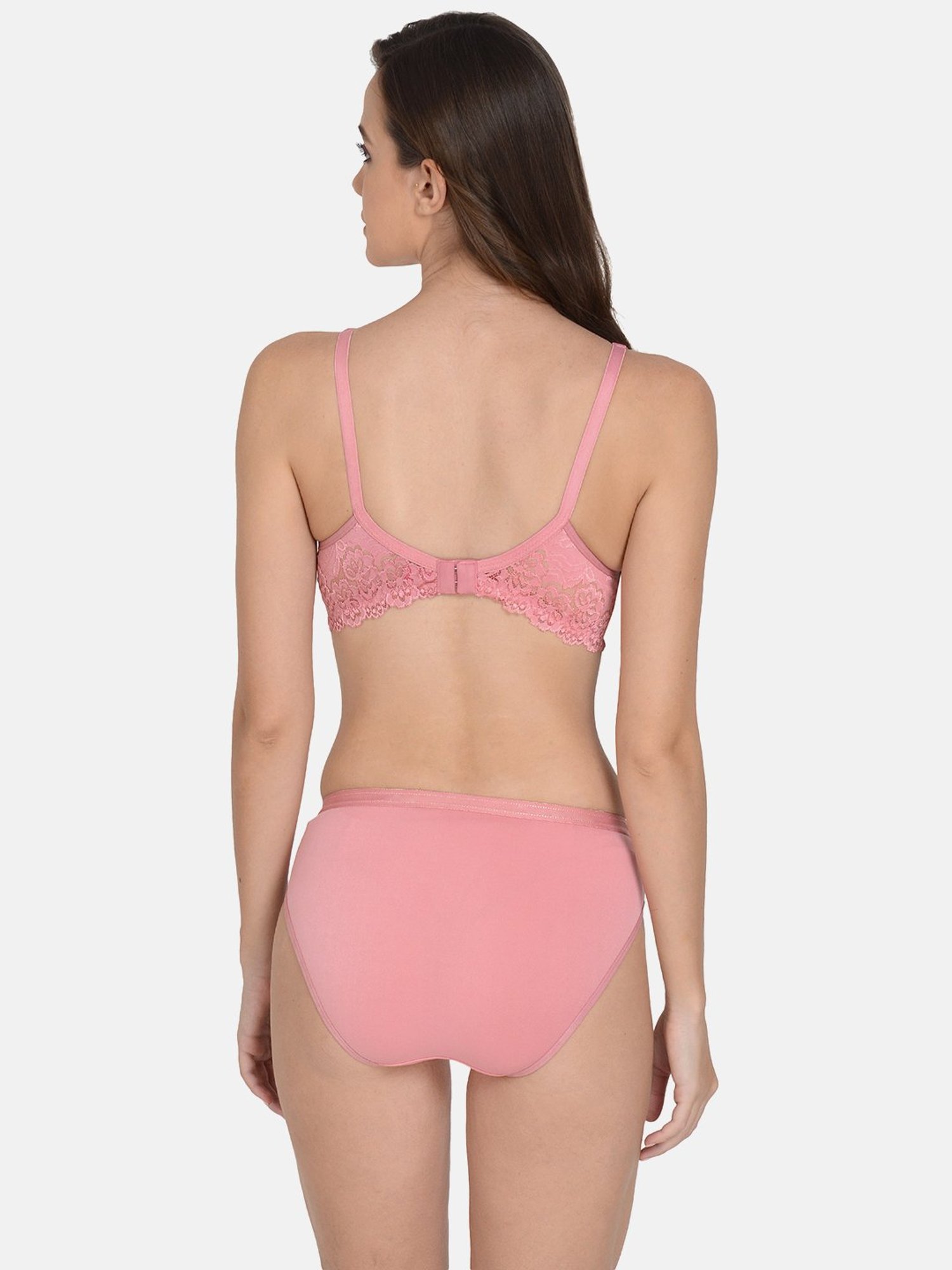 mod & shy Pink Self Pattern Lingerie Set