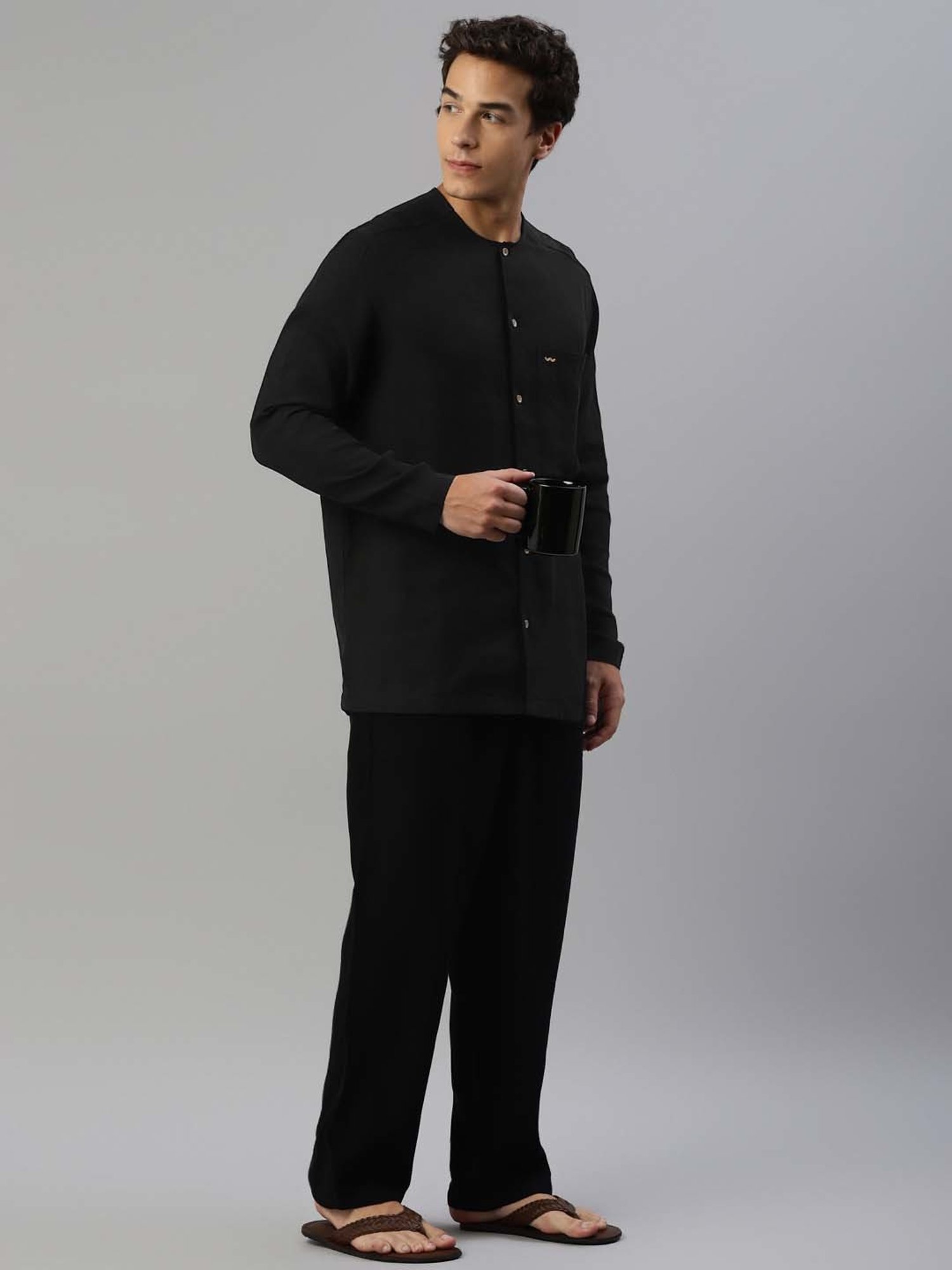 Slowave Black Regular Fit Shirt