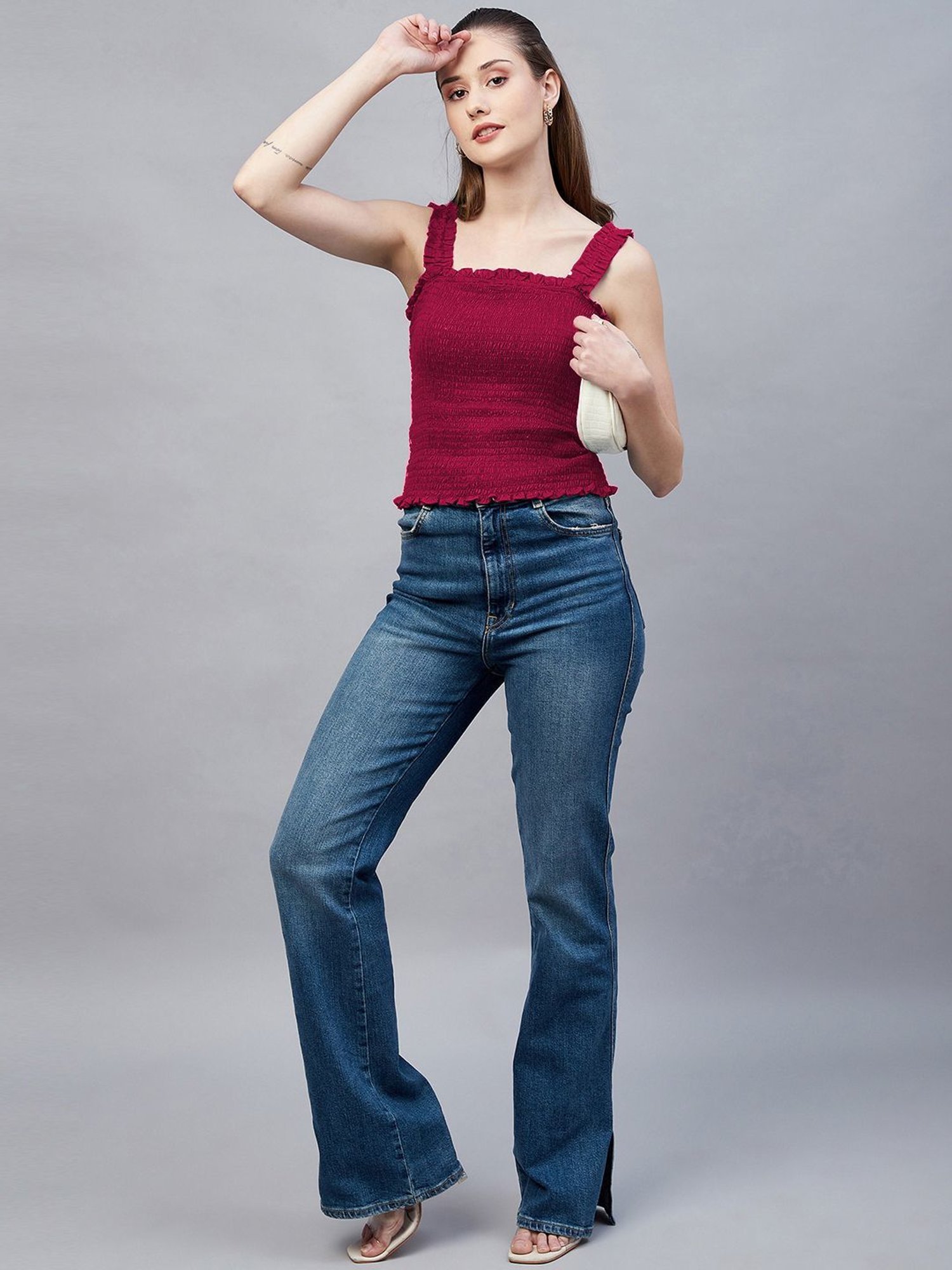 Marie Claire Red Square Neck Top