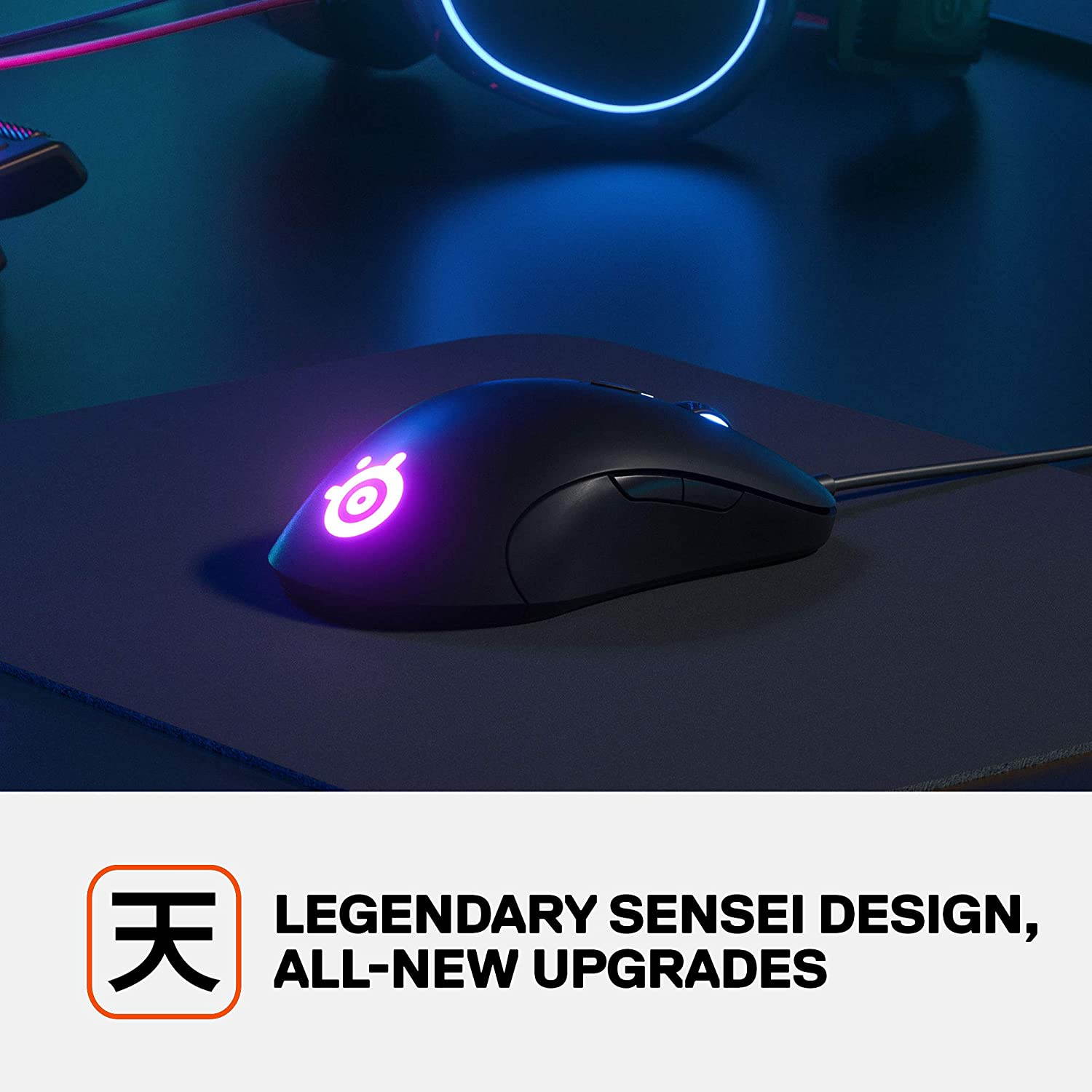 SteelSeries Sensei Ten Gaming Mouse &ndash; 18,000 CPI TrueMove Pro Optical Sensor &ndash; Ambidextrous Design &ndash; 8 Programmable Buttons &ndash; 60M Click Mechanical Switches &ndash; RGB Lighting