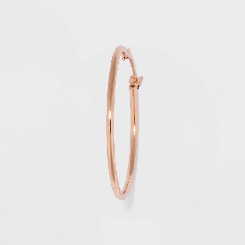 Two-Tone Sterling Silver Hoop Fine Jewelry Earring Set 2pc - A New Day™ Silver/Rose Gold