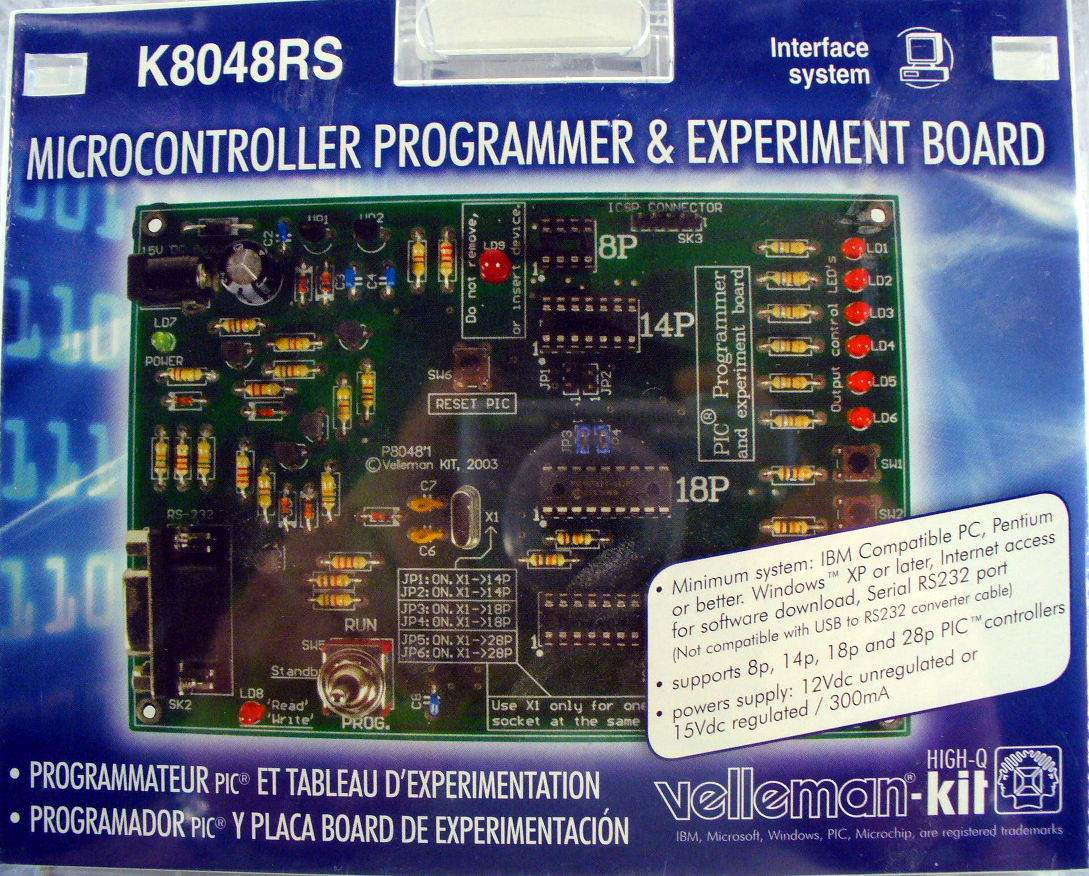 VELLEMAN K8048RS PIC PROGRAMMER & EXPERIMENT BOARD KIT.