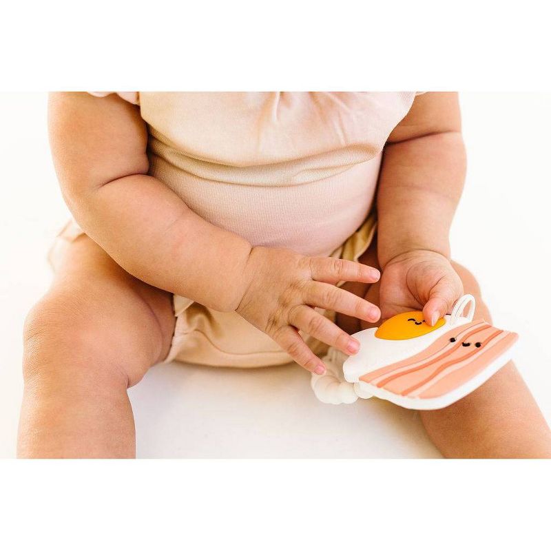 Loulou Lollipop Silicone Teether with Clip - Bacon and Egg
