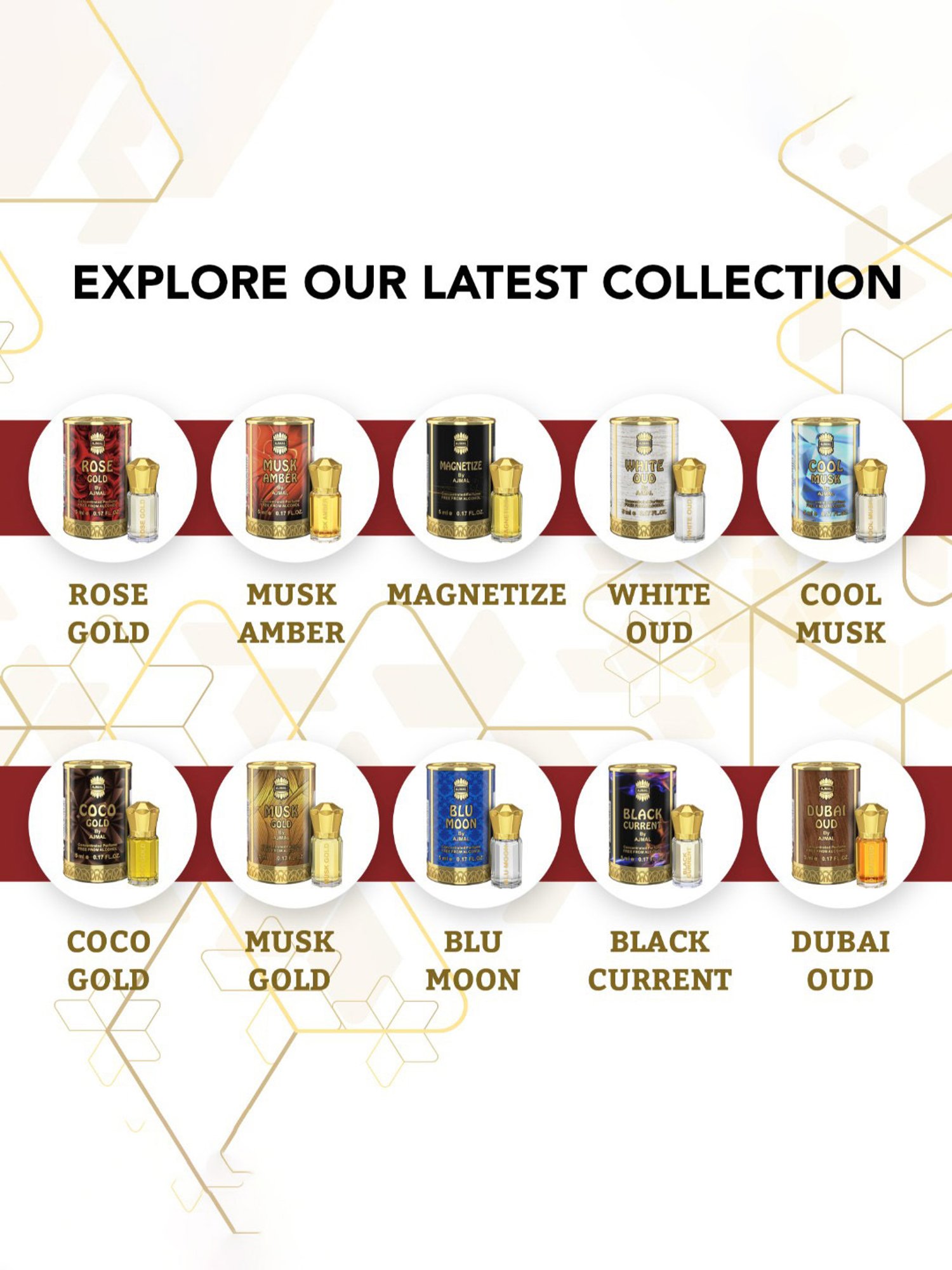 Ajmal Rose Gold Concentrated Perfume for Unisex  - 5 ml