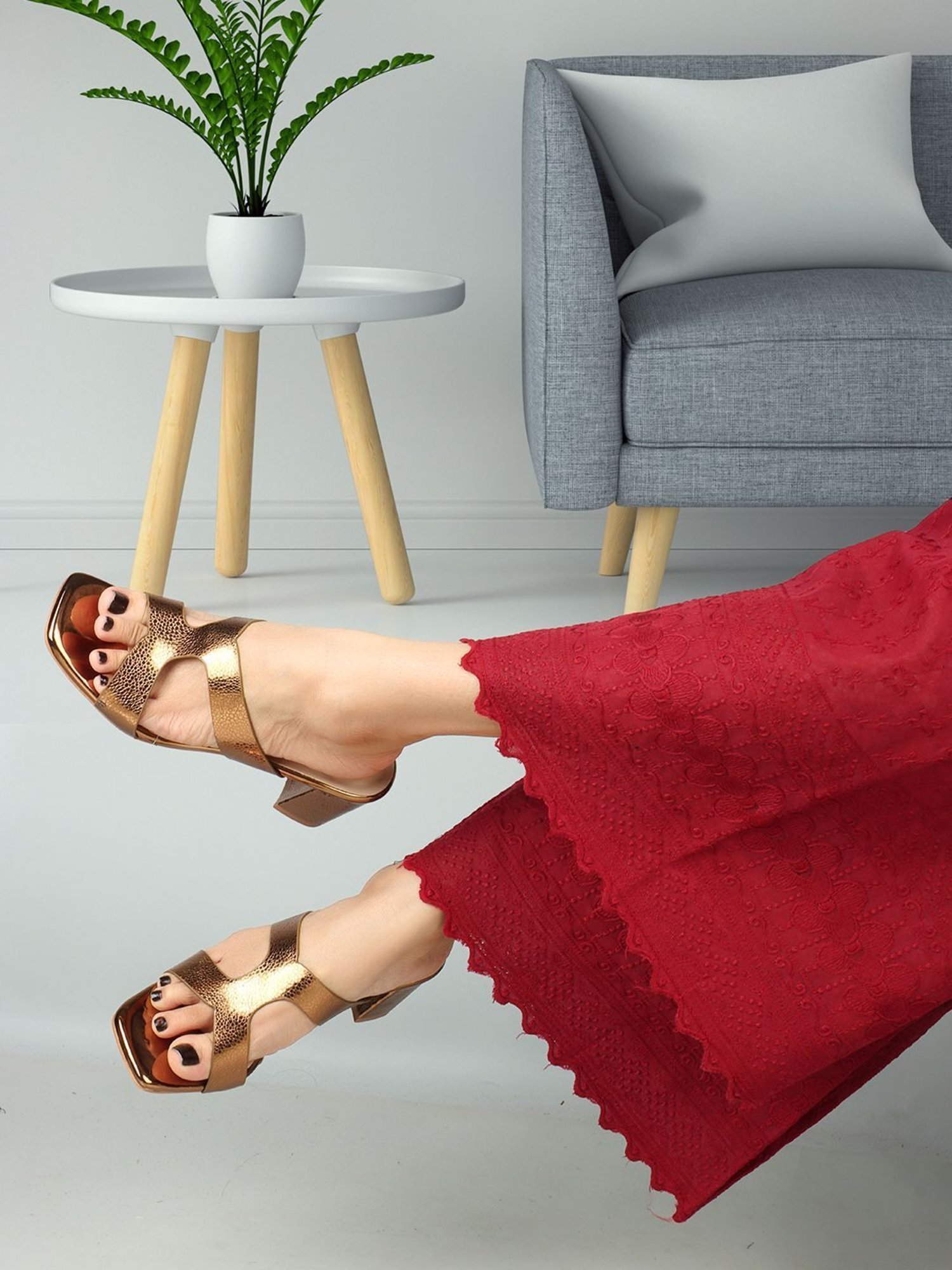 Elle Women's Antique Gold Casual Sandals