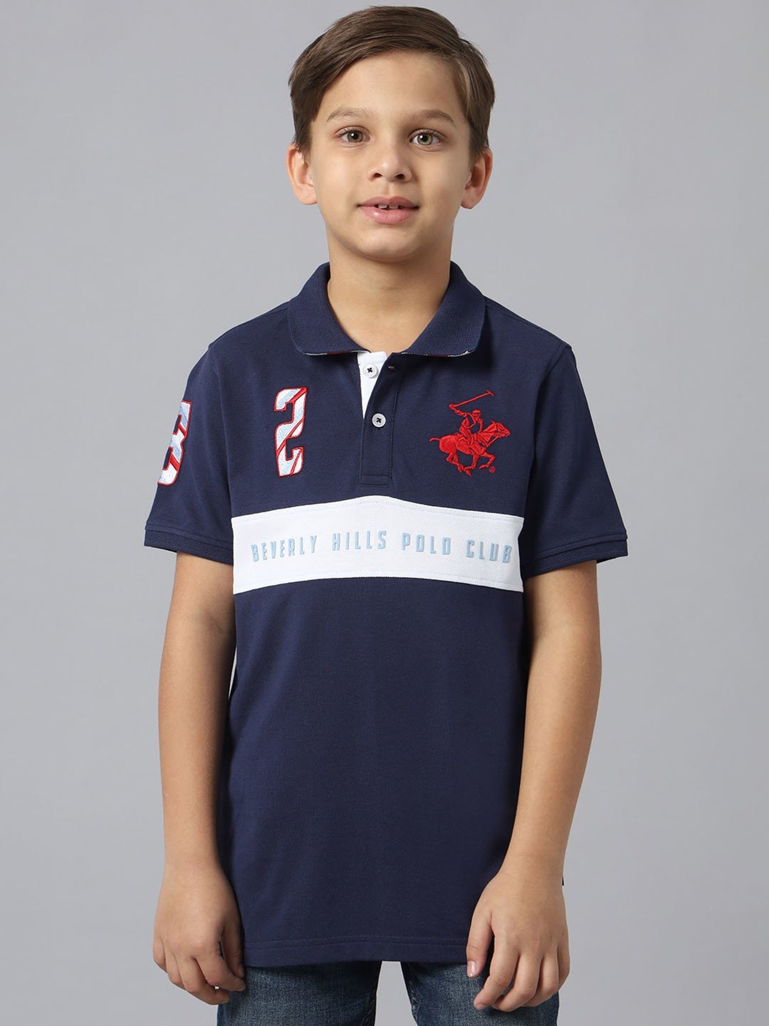 Beverly Hills Polo Club Kids Navy Printed Polo T-Shirt