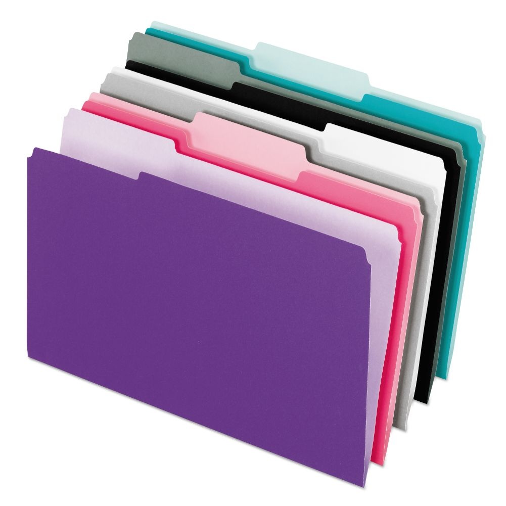 Pendaflex Interior File Folders 1/3 Cut Top Tab Letter Pastel Assortment 100/Box