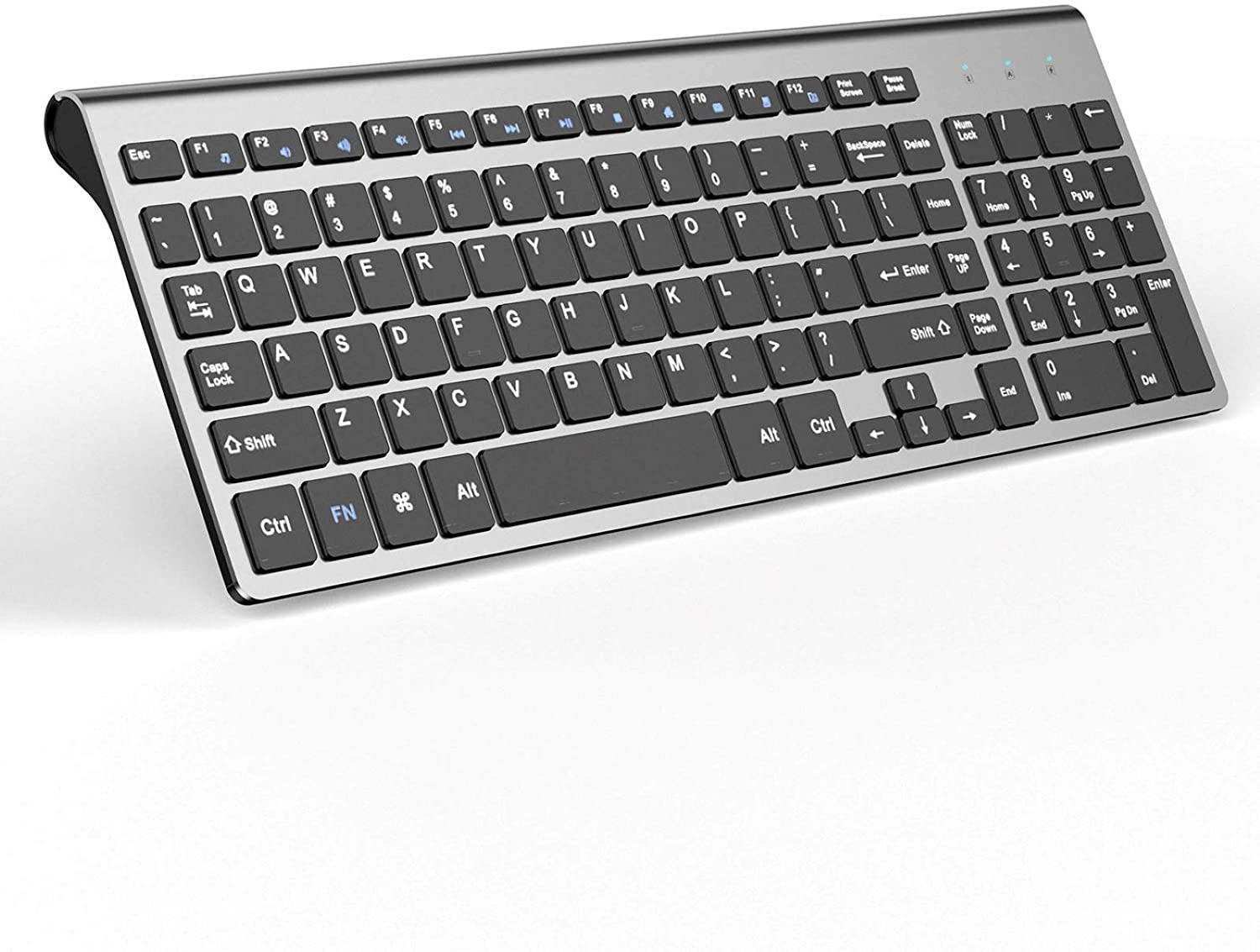 Wireless Keyboard J JOYACCESS 2.4G Slim and Compact Wireless Keyboard (Black and Grey)