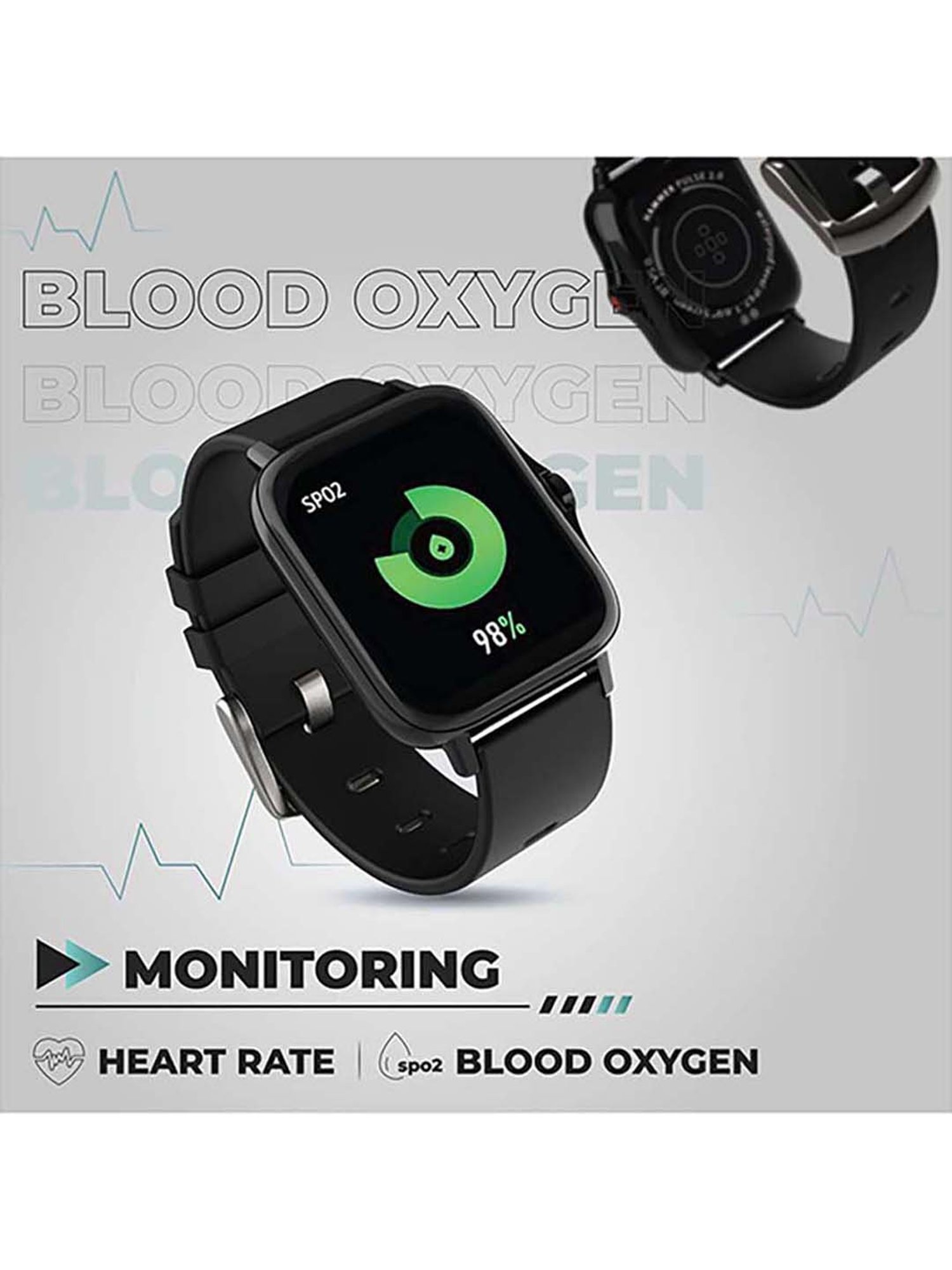 Hammer Pulse 2.0 Fitness Smartwatch with Calling and Music (Black)