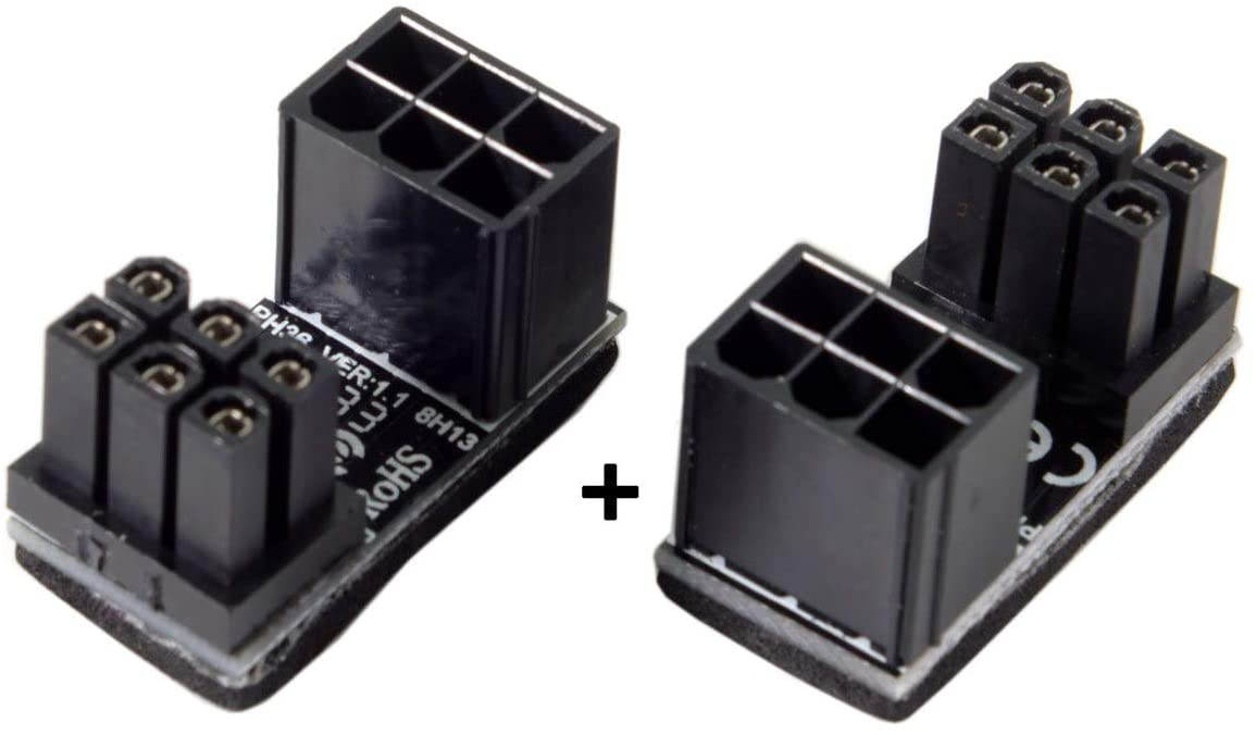 6 Pin Female to 6 pin Male 180 Degree Angled Adapter for Desktops Graphics Card - 6PIN power cable from vertical to horizontal direction for Desktops Graphics Card