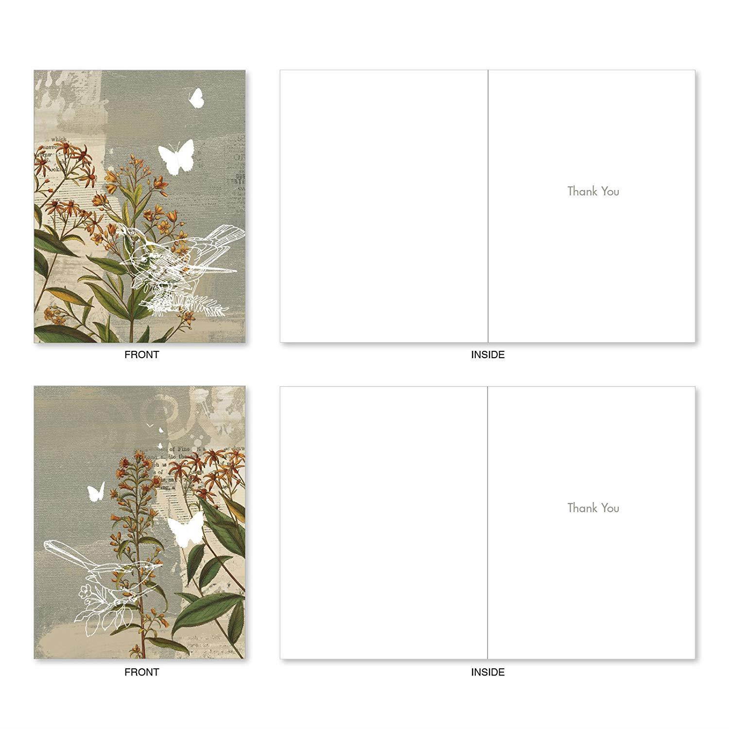 M2986TYG Floral Collages: 10 Assorted Thank You Note Cards Featuring Floral and Botanical Print Collages, w/White Envelopes.