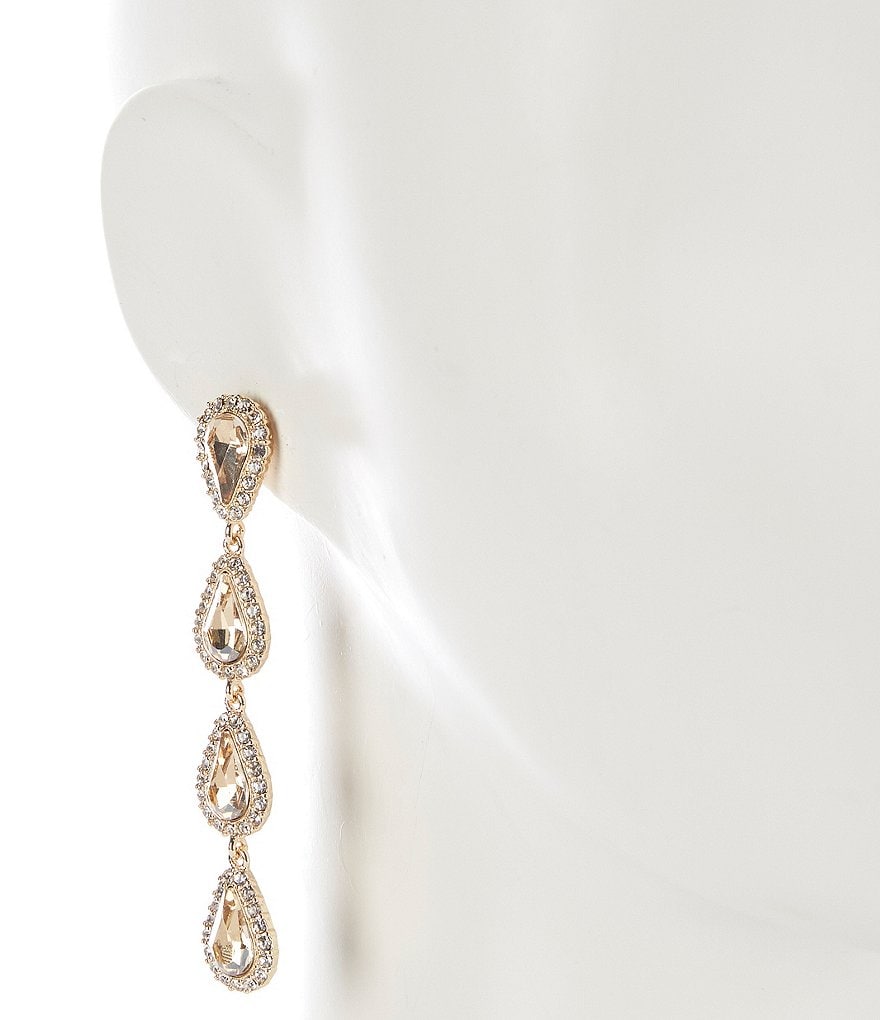Gemma Layne Fancy Pave Teardrop Linear Earrings