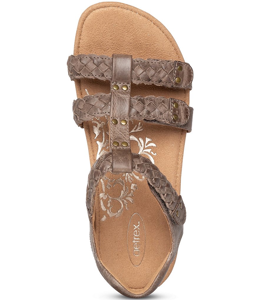 Aetrex Reese Braided Leather Gladiator Sandals