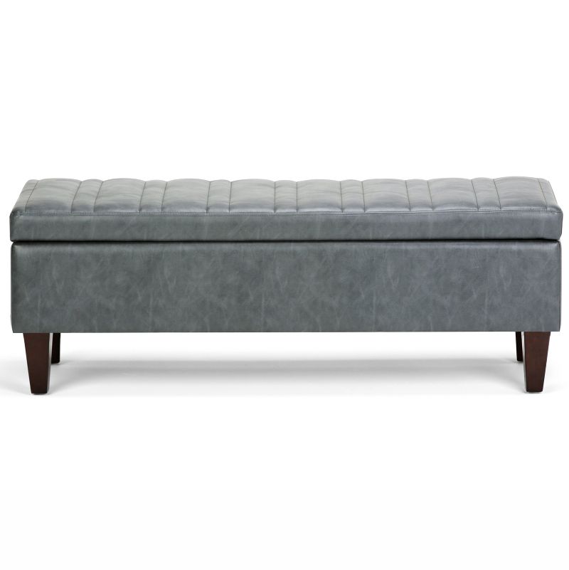 48" Garret Storage Ottoman Slate Gray Faux Leather - WyndenHall
